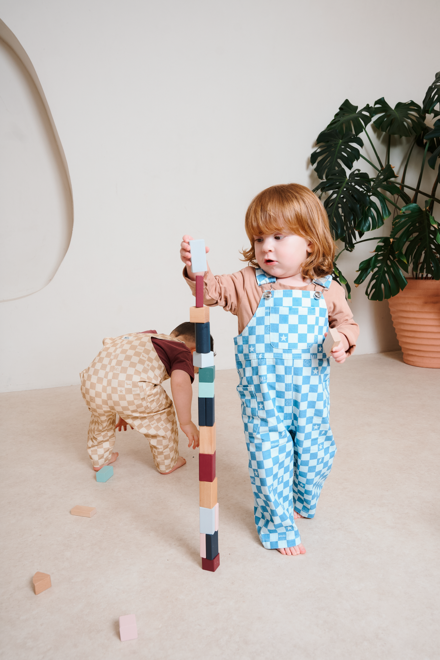 Willow Blue Check Dungarees